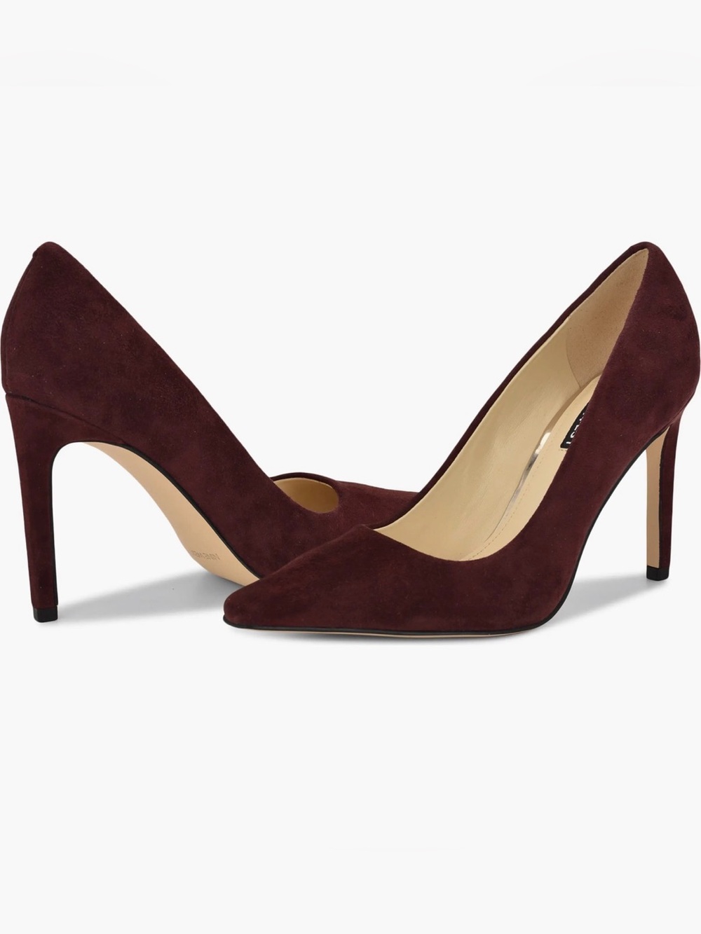 Nine West Oraye Suede Pumps Dark Red 8.5M 3.5” Heel Retail $109